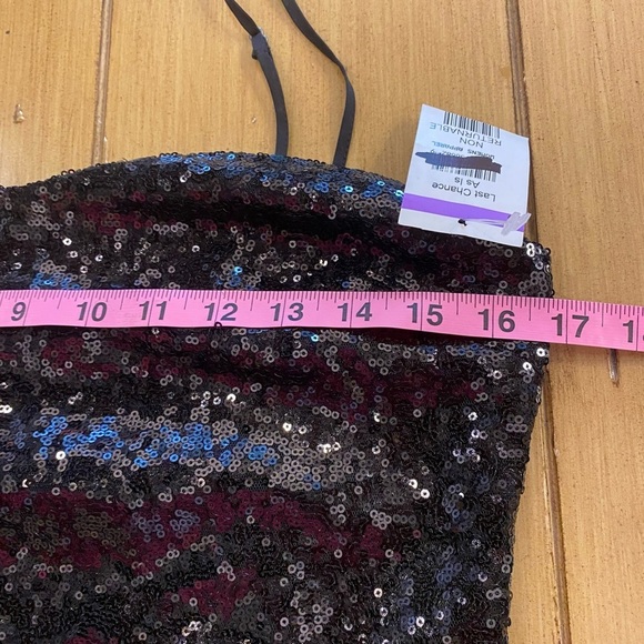 Open Edit Women’s Black Sequin Mini Dress Adjustable  Straps New Small - Picture 9 of 16